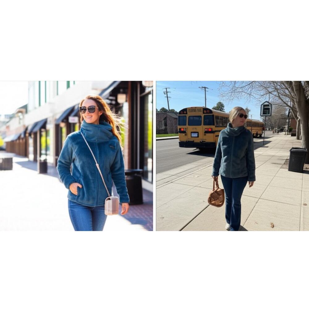 32 Degree Heat Plush Fleece Smoke Green Zip Up Long Sleeve Warm‎ Teddy Jacket L